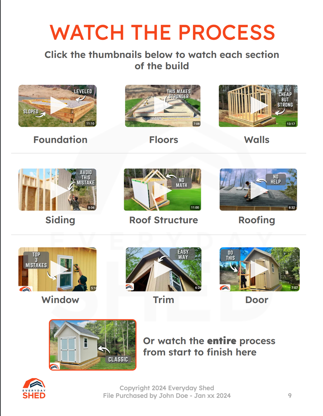 Classic 8x12 Shed Build Plans